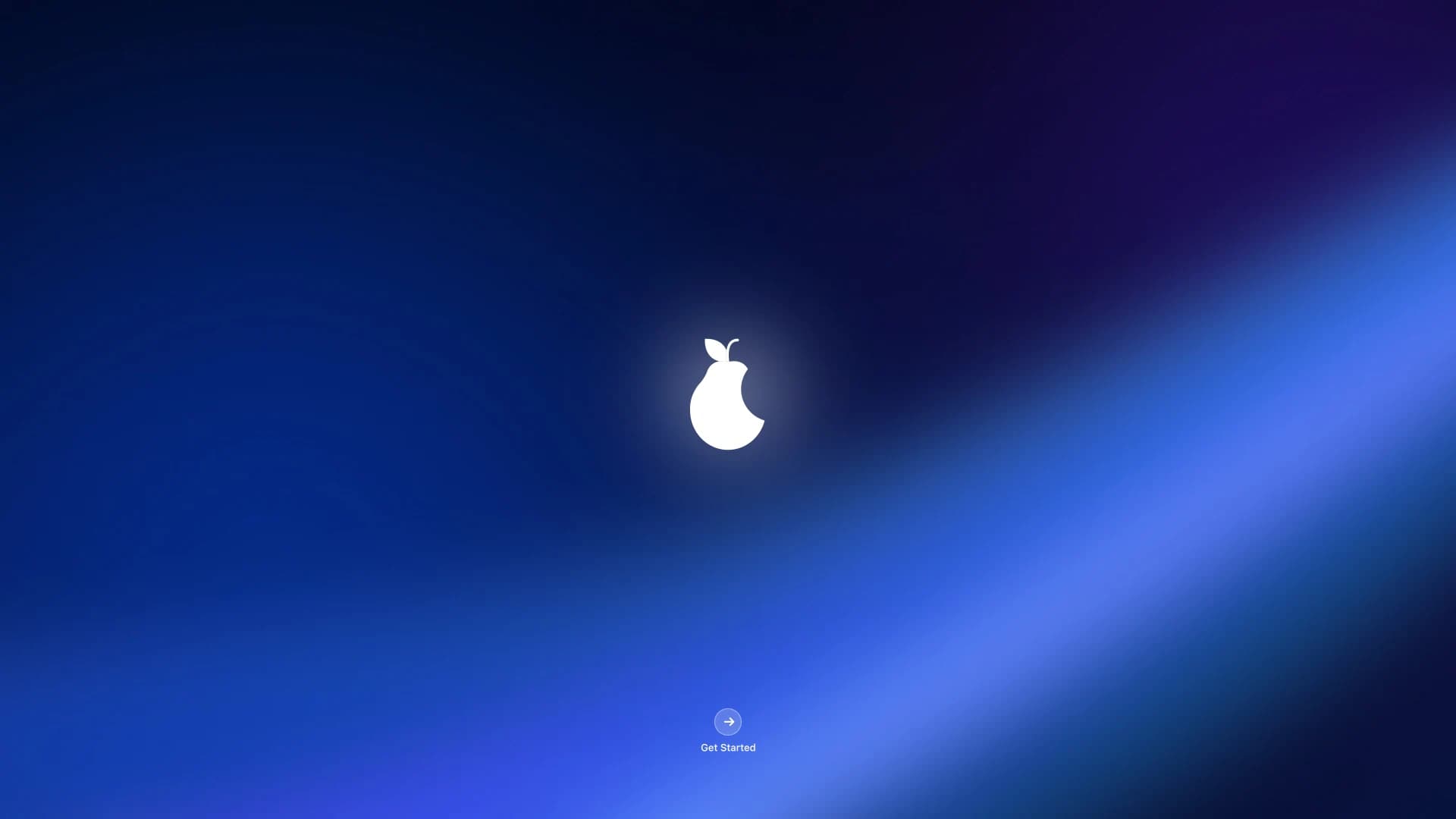 Hello. The first thing the install medium shows: the guava over the wallpaper, and Get Started.