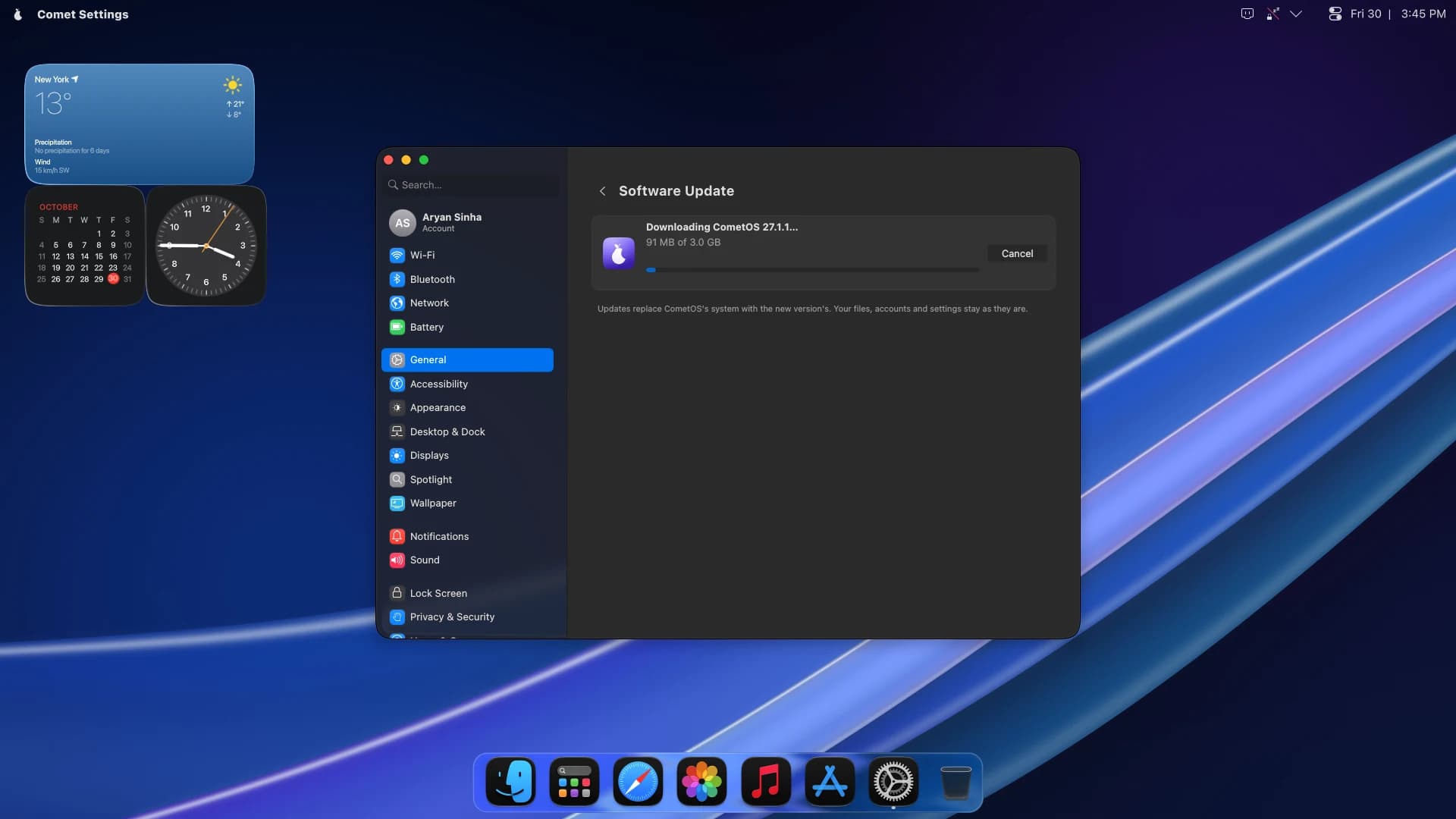 Downloading an update. Downloads carry on through a dropped connection, and pick up where they stopped.